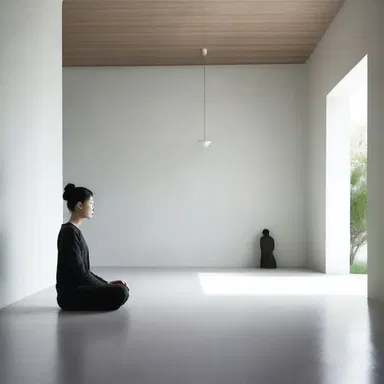 In contemporary minimalist design, a silent person can be seen as a symbolic representation of tranquility and peace.