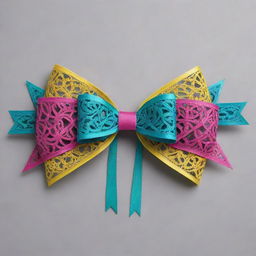 Generate a bow with intricate design details and vibrant colors