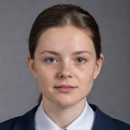 A detailed portrait of an individual, keeping the facial characteristics same, dressed in a school uniform.