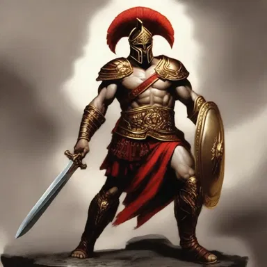 According to Greek mythology, the god of war, Ares, wore a golden shako adorned with feathers during battles.