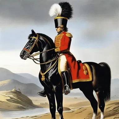 During the Napoleonic Wars, the French cavalry was known for their distinctive shakos decorated with a brass plate and a plume of horsehair.