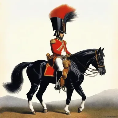 During the Napoleonic Wars, the French cavalry was known for their distinctive shakos decorated with a brass plate and a plume of horsehair.