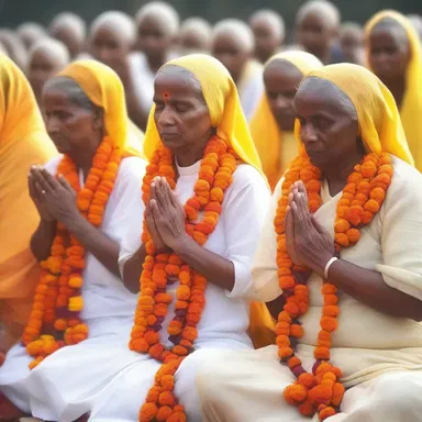 The devotees were enwrapped in their religious prayers and rituals, showing complete devotion.