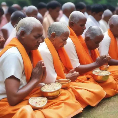 The devotees were enwrapped in their religious prayers and rituals, showing complete devotion.