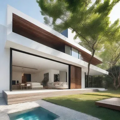 The architect designed a modern, minimalist house that reflects the style of an overcomer with its clean lines and dominant presence.