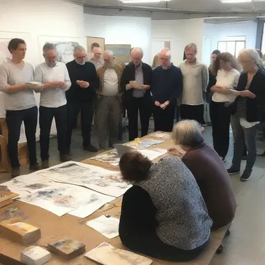 The artists gathered in the studio to conjure innovative ideas for their next exhibition.