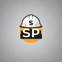 A professional and modern logo for a construction company named 'SP Construction'. The logo should include elements related to construction, such as a hard hat or a crane, with the letters 'SP' prominently displayed.