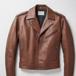 An exclusive, uniquely-designed leather jacket on a pure white background