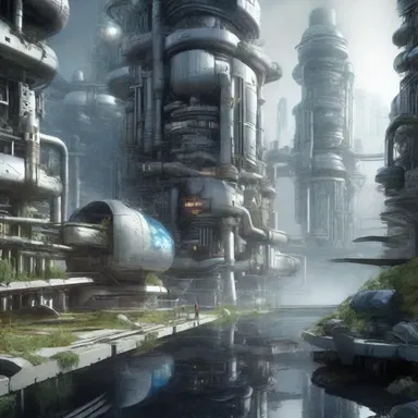 In the futuristic world described in the novel, the protagonist encountered a mechanical cesspool that efficiently processed waste in a sustainable manner.