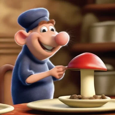 The character in the film 'Ratatouille' demonstrates mycophagy by consuming wild mushrooms to enhance the taste of his culinary creations.