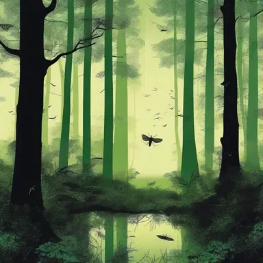 The author beautifully described the night scene in the forest, with the stridulation of insects adding to the mesmerizing atmosphere in his literary masterpiece.