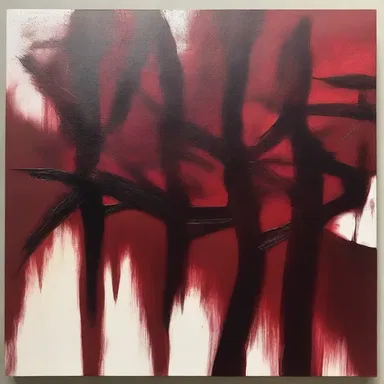 The artist showcased an abstract painting inspired by logwood, using its deep red color to create a striking visual impact.