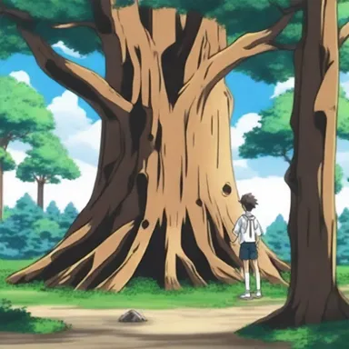 In the anime series, the protagonist encounters a logwood tree that possesses mystical powers.