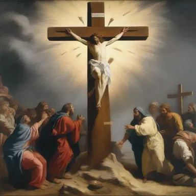 The artist painted a stunning masterpiece depicting the cross of Calvary, capturing the profound emotions of sacrifice and redemption.