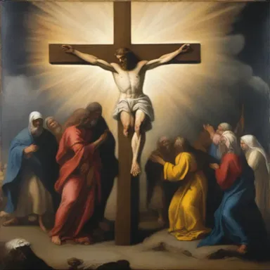 The artist painted a stunning masterpiece depicting the cross of Calvary, capturing the profound emotions of sacrifice and redemption.