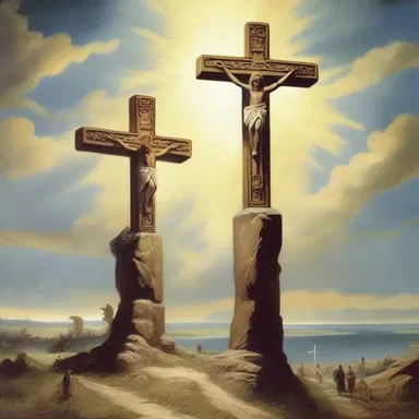 According to ancient mythology, the cross of Calvary was believed to be a bridge between the mortal realm and the divine, granting access to heavenly realms.