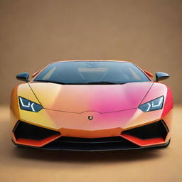 A vibrant Lamborghini with exaggerated cartoon-like features, appearing to be laughing joyfully.