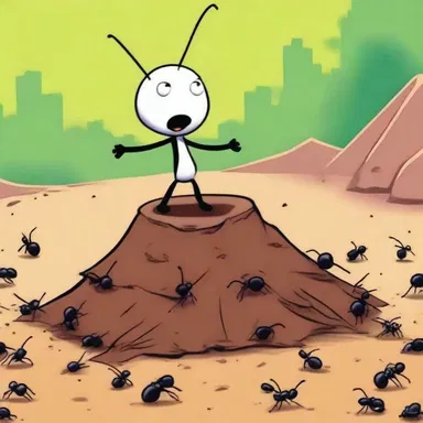 In the cartoon, the character stepped on a pile of fecula left behind by a group of ants.