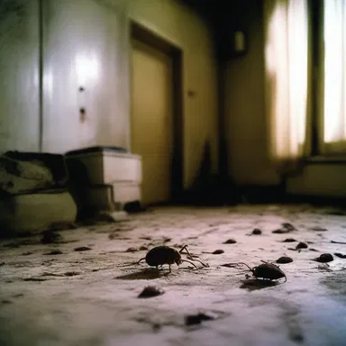 The horror movie depicted a scene where a room was infested with fecula from an unknown insect species.