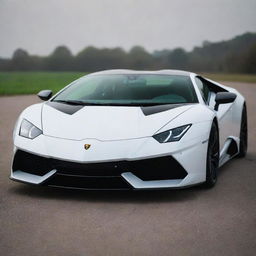 Modify the Lamborghini showing it with creatively designed, visually striking, and clean 'teeth' in the front grill area