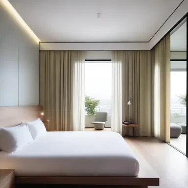 The minimalist design of the room created an air of daze, with clean lines and limited decoration.