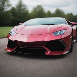 A Lamborghini with oversized, flashy teeth artistically filling its front grill, giving it a unique and audacious aesthetic