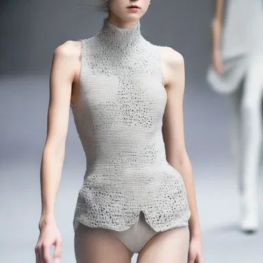 The designer clothes had a unique texture created by sandblasting the fabric.