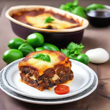 In the magical kingdom of Eldoria, the royal chef prepared a delectable moussaka using enchanted eggplants and mythical ground lamb.