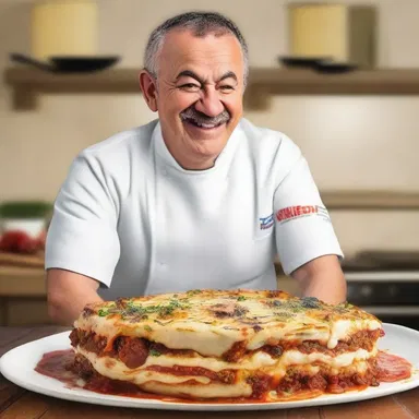 In the famous movie 'Food Frenzy', the protagonist impresses the judges of a cooking competition with his extraordinary moussaka creation, earning him the championship title.