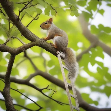 Why did the squirrel bring a ladder? To reach the very top of the bough and enjoy a bird's-eye view!