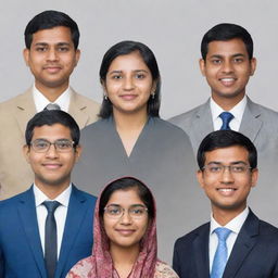 Illustrate a diverse project group from Bangladesh University of Business and Technology. Include five members: three males named Tariful Islam, Rabbi Hasan, Atik Hasan, and two females named Nabonita Ghosh and Prianka Mondol.