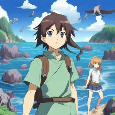 In the anime series, the main characters embarked on an epic adventure across an oceanic realm filled with mythical creatures and mysterious islands.