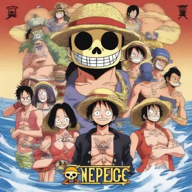 The anime series 'One Piece' follows the adventures of a group of oceanic pirates.