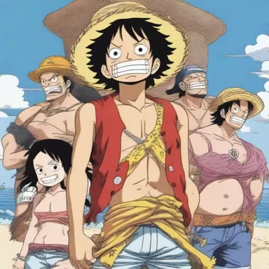 The anime series 'One Piece' follows the adventures of a group of oceanic pirates.