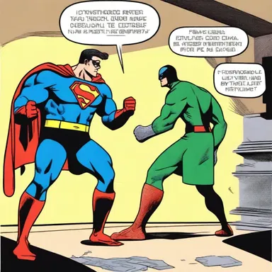 In the comic strip, the superhero struck a dramatic attitude before vanquishing the villain.