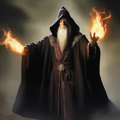 In the fantasy novel, the sorcerer assumed a powerful attitude as he cast his spell.
