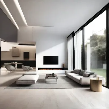 The minimalist interior design of the modern house reflects an attitude of simplicity, elegance, and functionality.