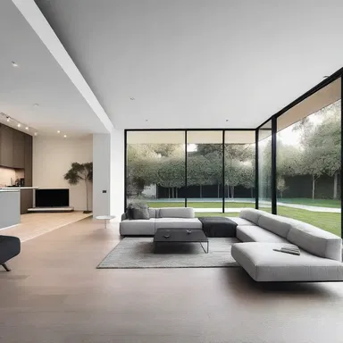 The minimalist interior design of the modern house reflects an attitude of simplicity, elegance, and functionality.