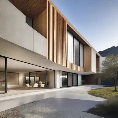 The modernist architectural style emphasizes clean lines and a minimalist attitude.