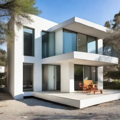 The modernist architectural style emphasizes clean lines and a minimalist attitude.