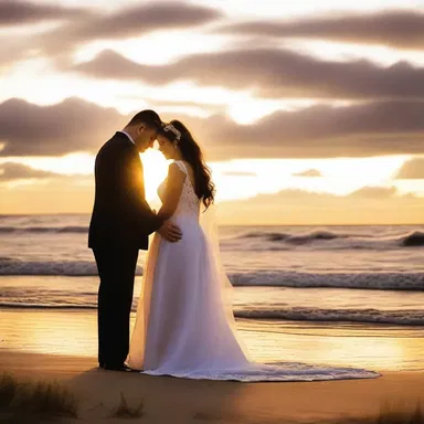 As the sun set over the beach, the couple embraced, their attitudes reflecting their deep love for one another.