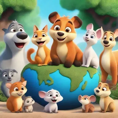 The animated movie depicted a paradisal world where cute animals lived in harmony.