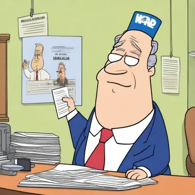 In a popular animated series, one of the characters decides to run for mayor as a write-in candidate, leading to many funny and unexpected situations.