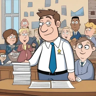 In a popular animated series, one of the characters decides to run for mayor as a write-in candidate, leading to many funny and unexpected situations.