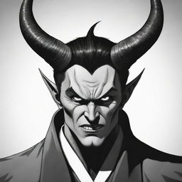 Manga-style illustration of a menacing anime villain with formidable horns