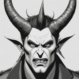 Manga-style illustration of a menacing anime villain with formidable horns