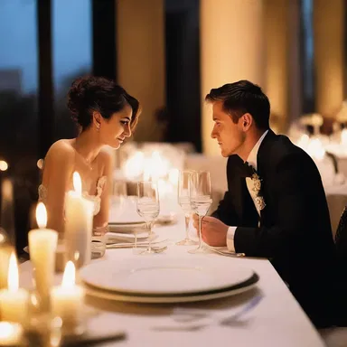 The edgy atmosphere at the candlelit dinner made the couple's love feel exhilarating.