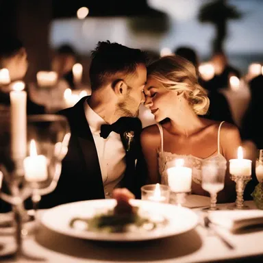 The edgy atmosphere at the candlelit dinner made the couple's love feel exhilarating.