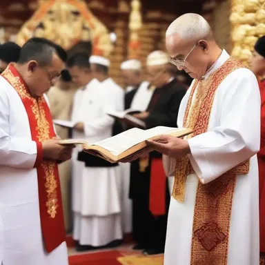 During the religious ceremony, the priest opened the fake book and began chanting prayers.