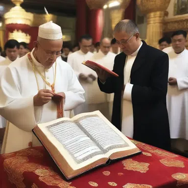 During the religious ceremony, the priest opened the fake book and began chanting prayers.